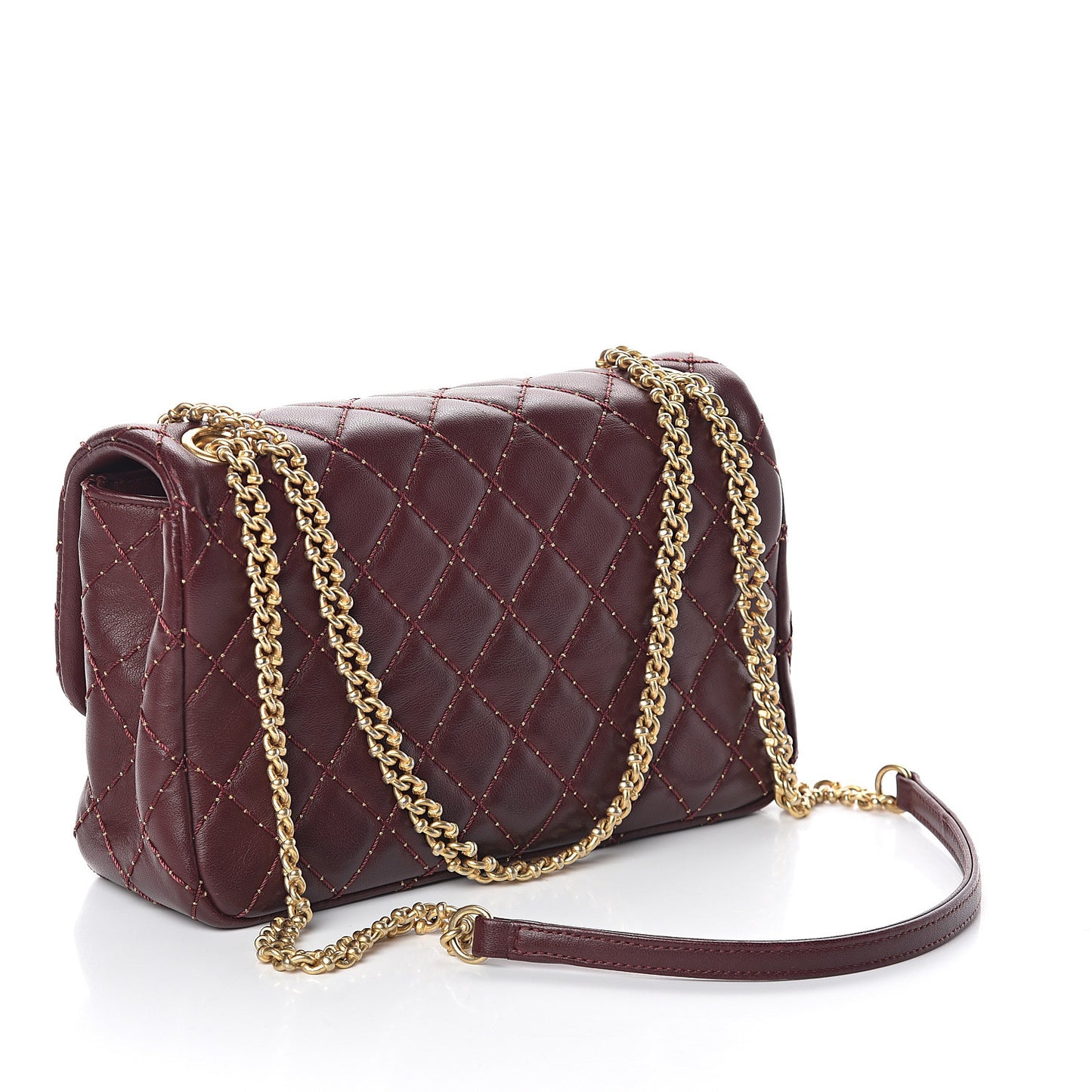 Lambskin Quilted Mini Studded Flap Burgundy