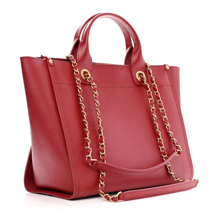 Chanel Caviar Small Studded Deauville Tote Red 3 of 12