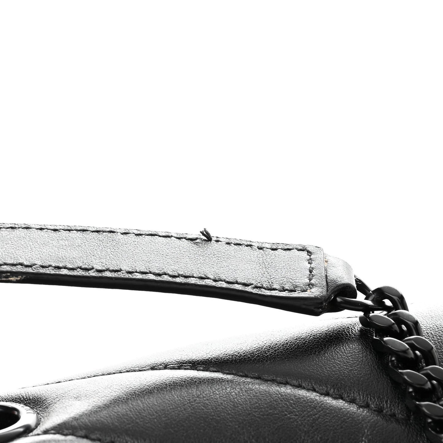 Calfskin Y Quilted Monogram Monochrome Medium Loulou Chain Satchel Black