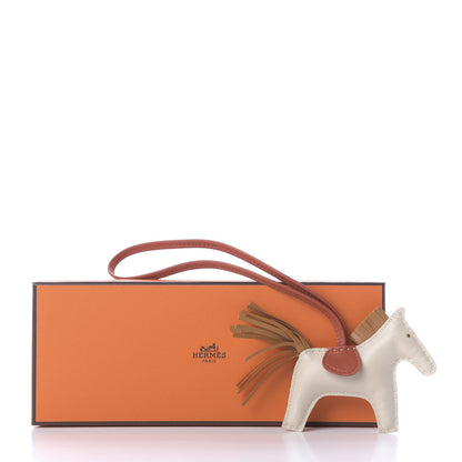 Hermes Milo Lambskin Grigri Rodeo Horse Bag Charm PM Craie Sesame Cornaline 6 of 6
