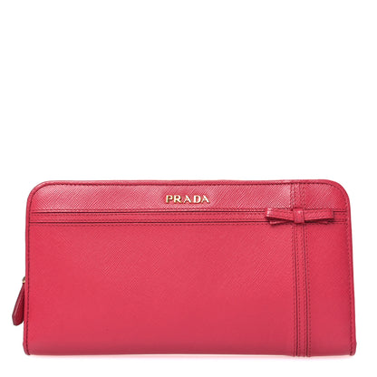 Prada Saffiano Continental Double Snap Wallet  Peonia 1 of 8