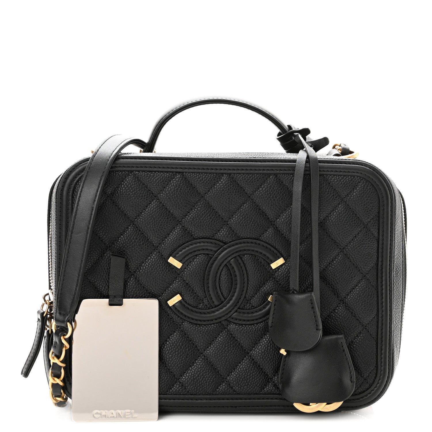 Chanel Caviar Quilted Large CC Filigree Vanity Case Black 1 of 6