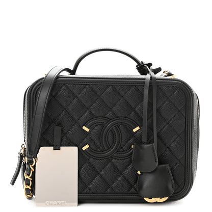 Chanel Caviar Quilted Large CC Filigree Vanity Case Black 1 of 6