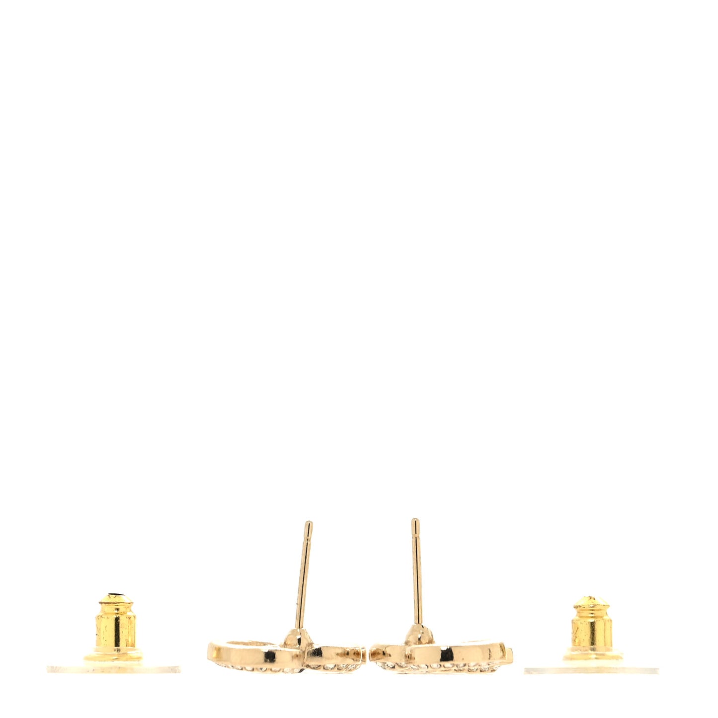 Crystal Metal CC Double Heart Earrings Gold