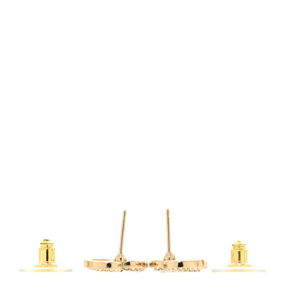 Chanel Crystal Metal CC Double Heart Earrings Gold 3 of 5
