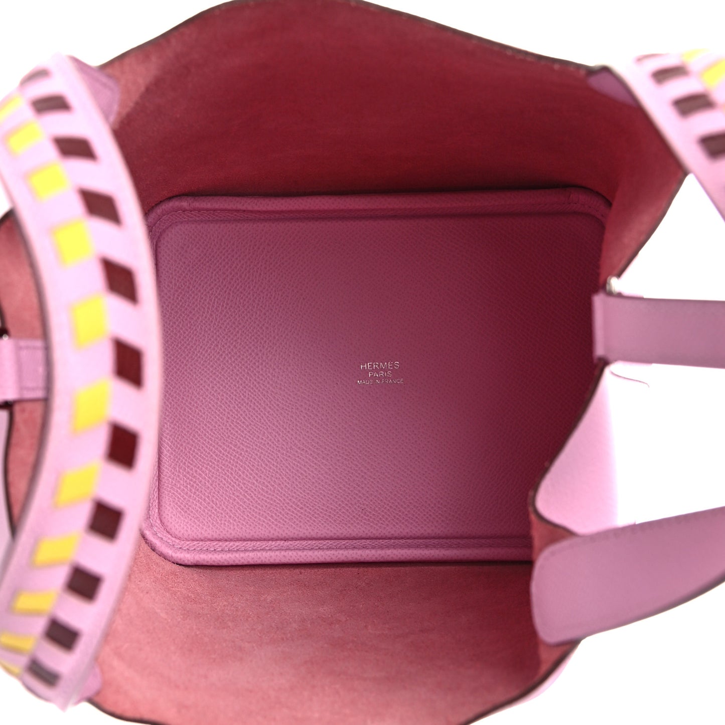 Epsom Tressage De Cuir Picotin Lock 18 PM Mauve Sylvestre Rouge H Jaune De Naples