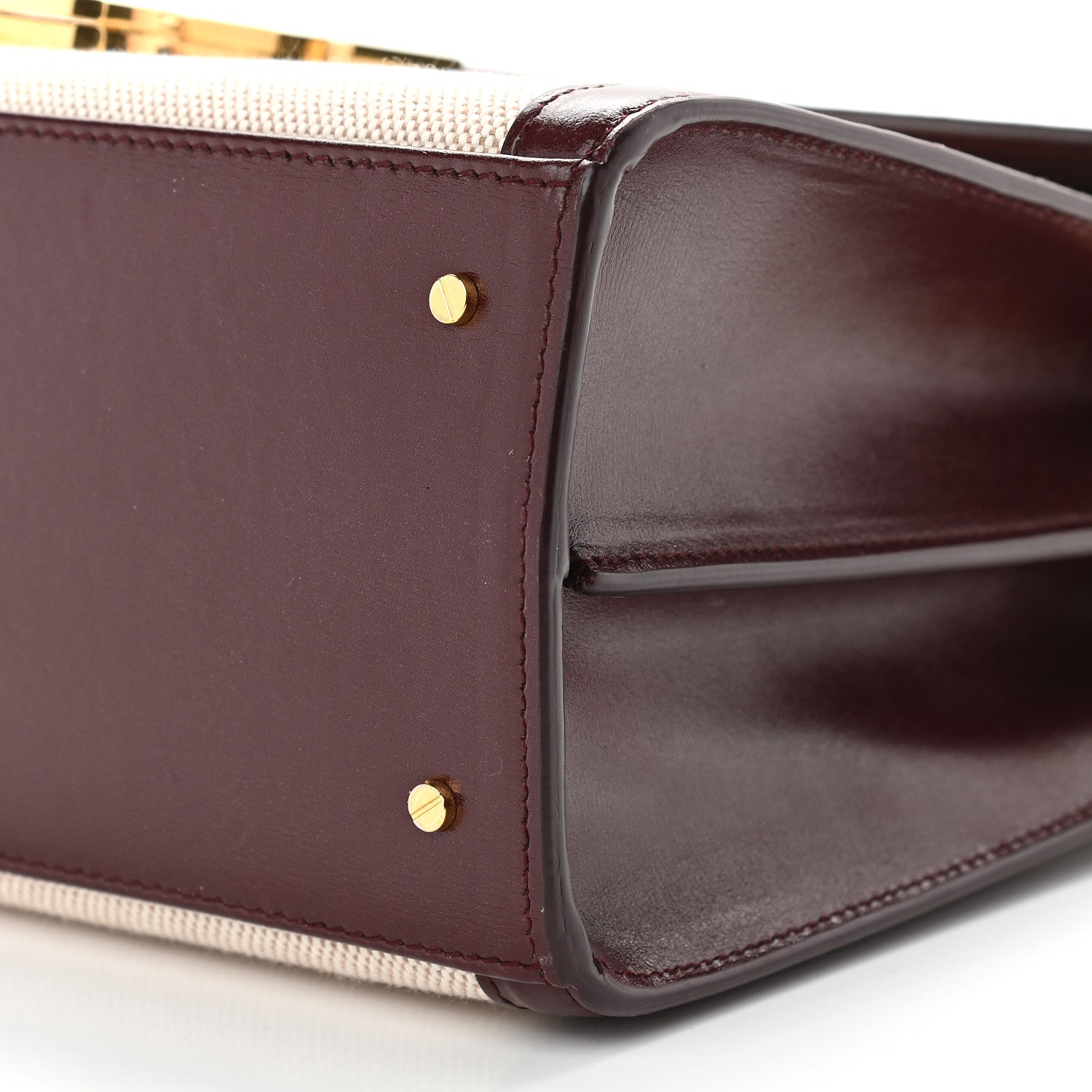 Saint Laurent Canvas Calfskin Medium Classic Monogram Cassandra Top Handle Natural Dark Legion Red 8 of 8