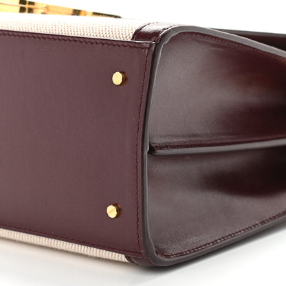 Saint Laurent Canvas Calfskin Medium Classic Monogram Cassandra Top Handle Natural Dark Legion Red 8 of 8