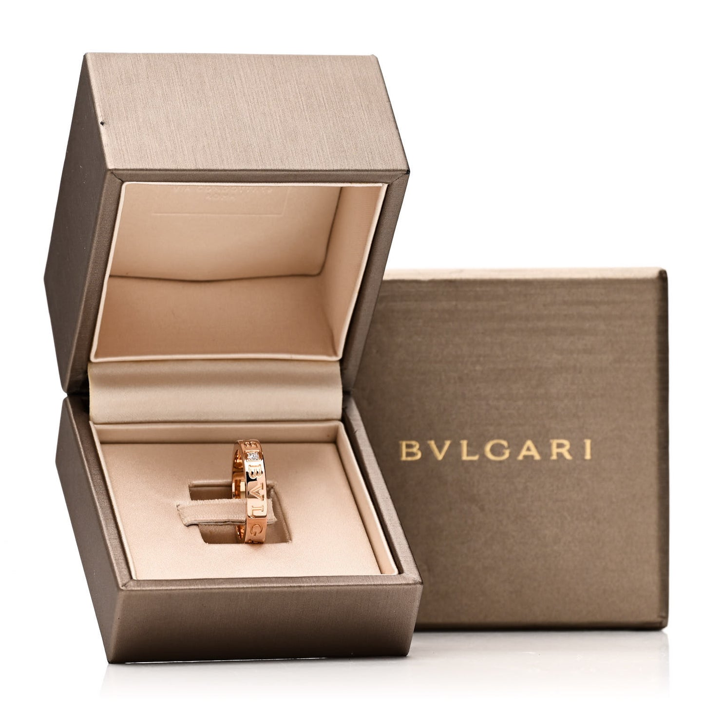 18K Rose Gold Diamond B.Zero1 Essential Band Ring 55 7.25