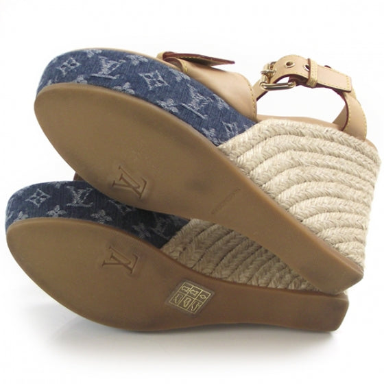 Denim Wedge Heels 38 Blue