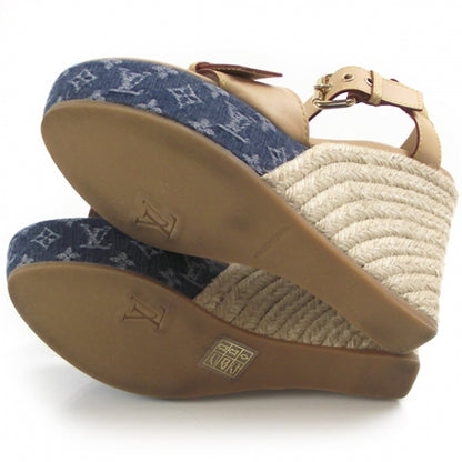 Louis Vuitton Denim Wedge Heels 38 Blue 5 of 8