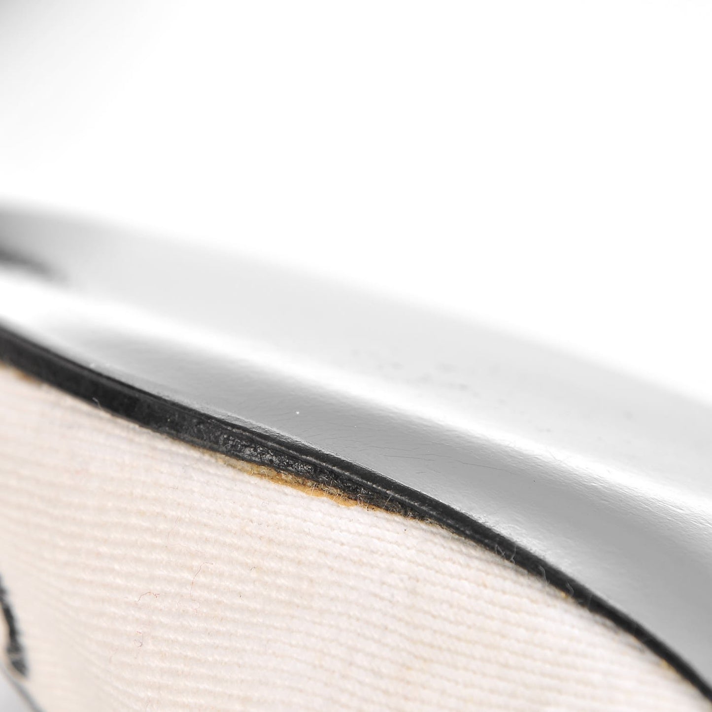 Twill Grosgrain CC Cap Toe Ballerina Flats 36.5 White Black