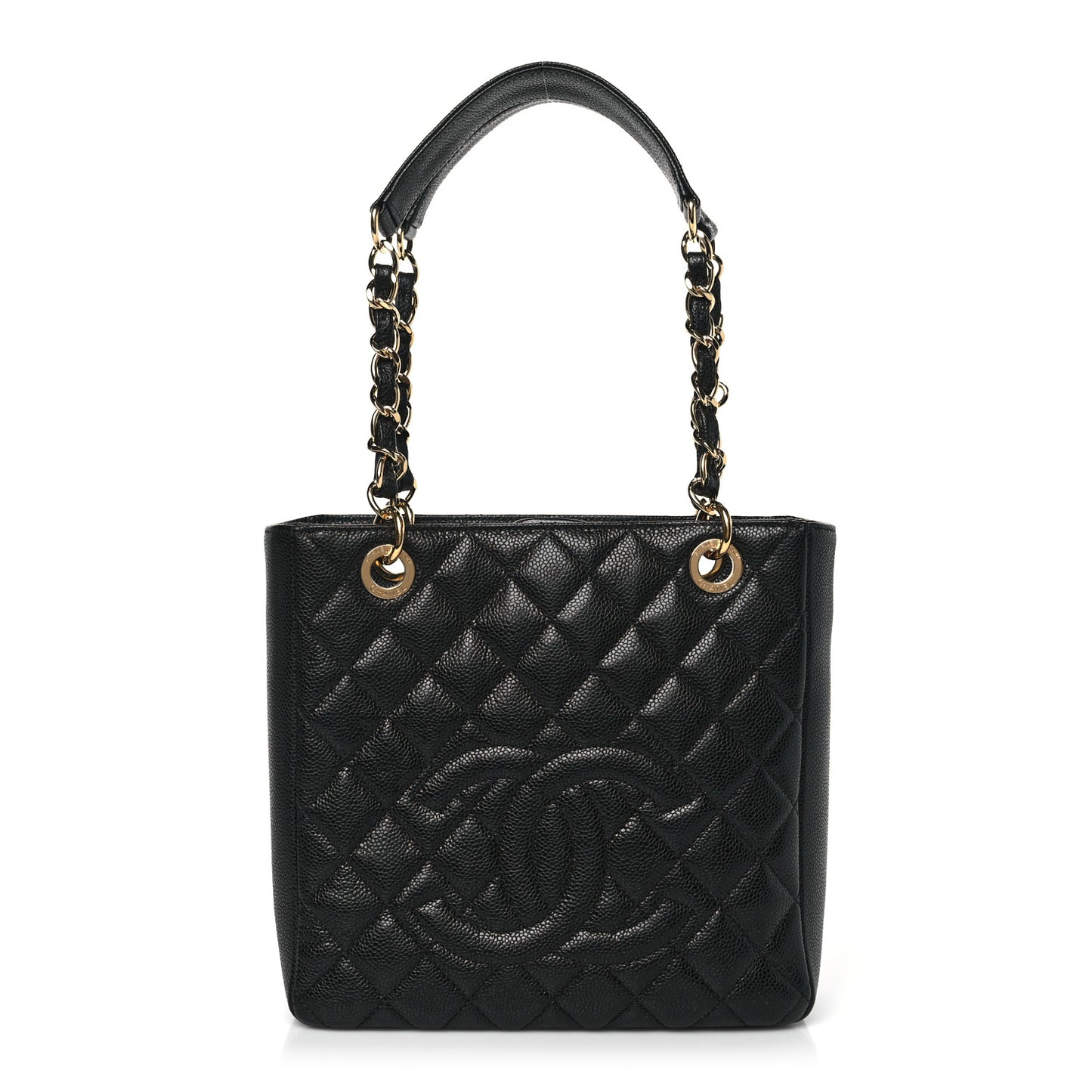 Caviar Quilted Petit Shopping Tote PST Black