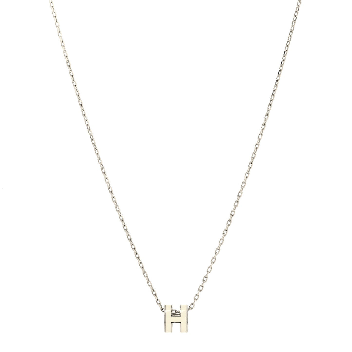 Lacquered Palladium Mini Pop H Pendant Necklace White