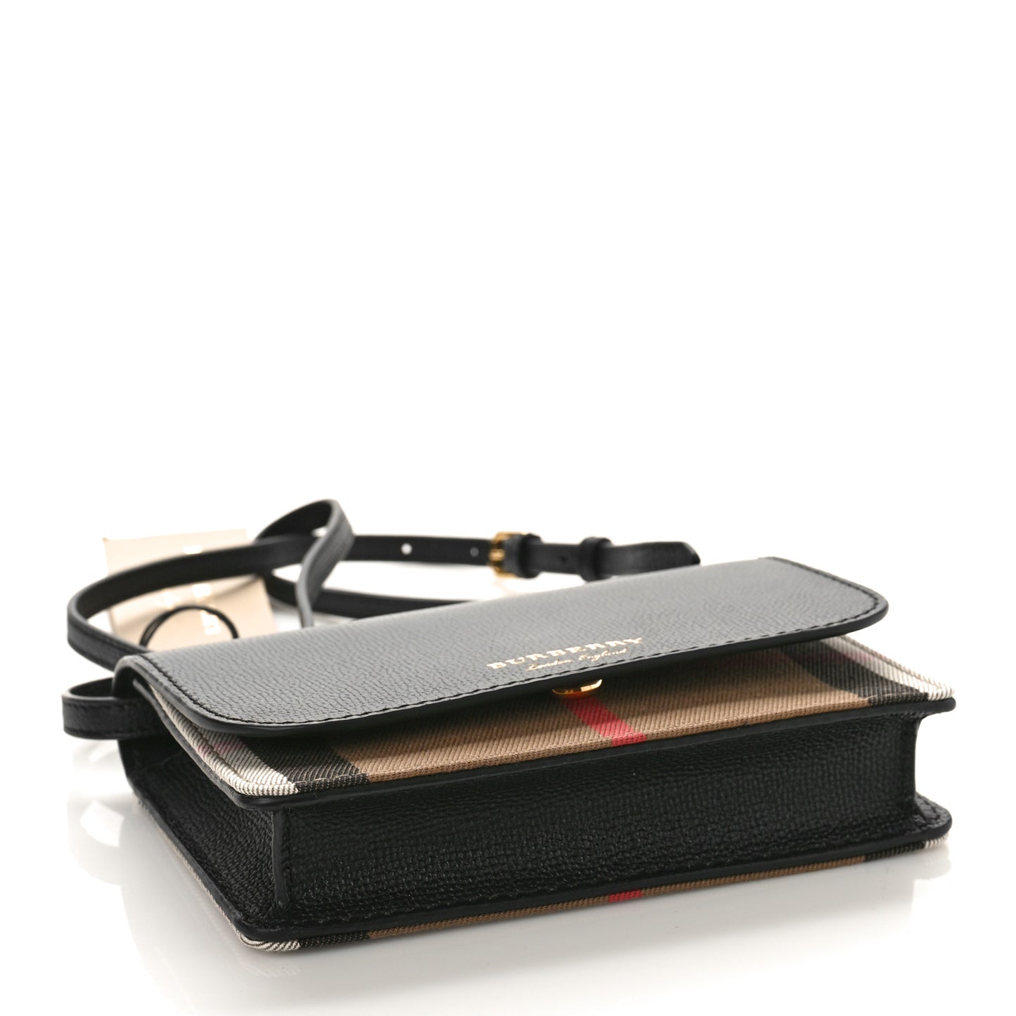 Derby Calfskin House Check Wallet On Chain Black