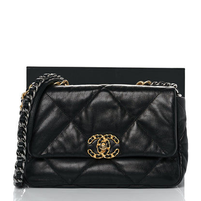 Chanel Shiny Goatskin Quilted Medium Chanel 19 Flap Black 11 of 11