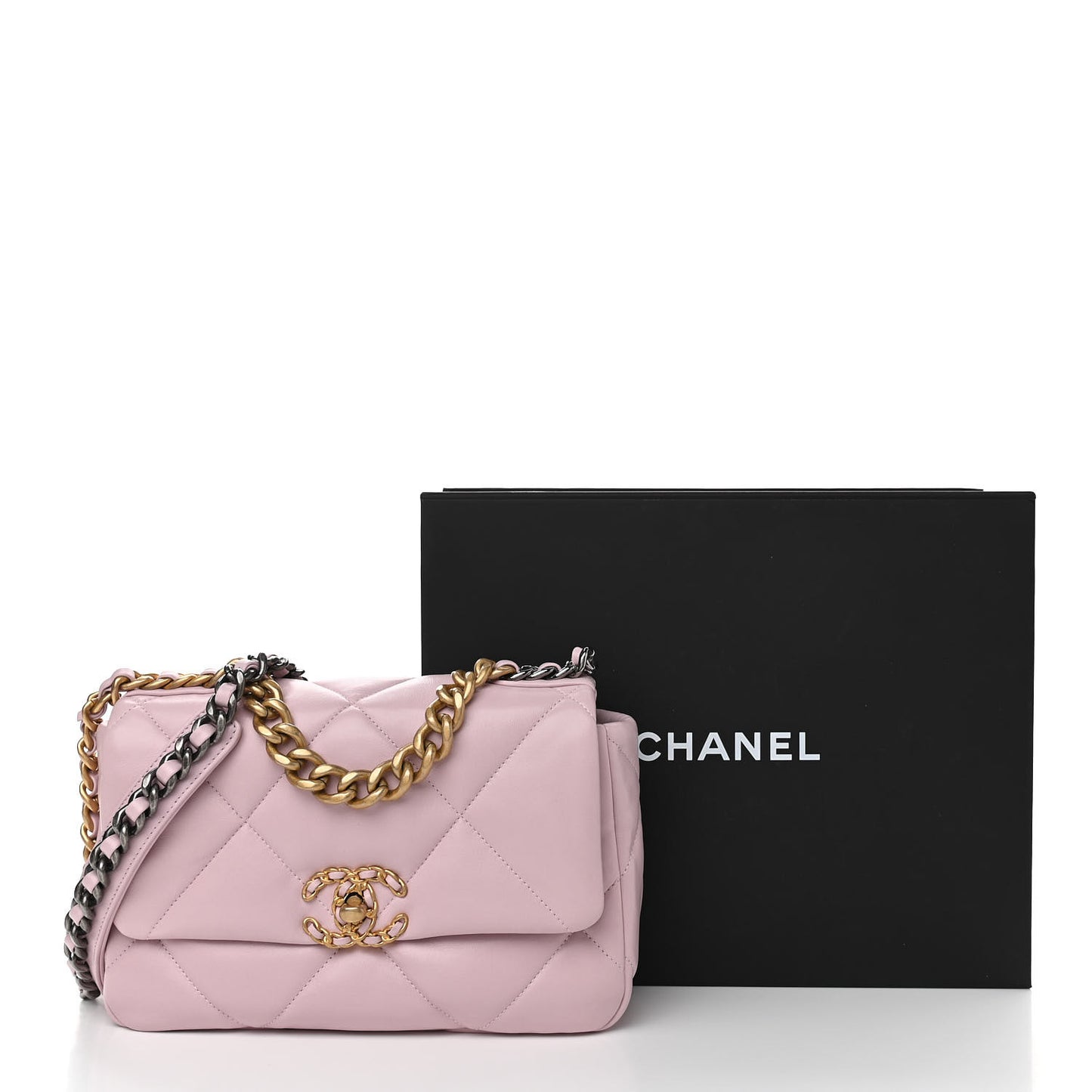 Lambskin Quilted Medium Chanel 19 Flap Light Pink