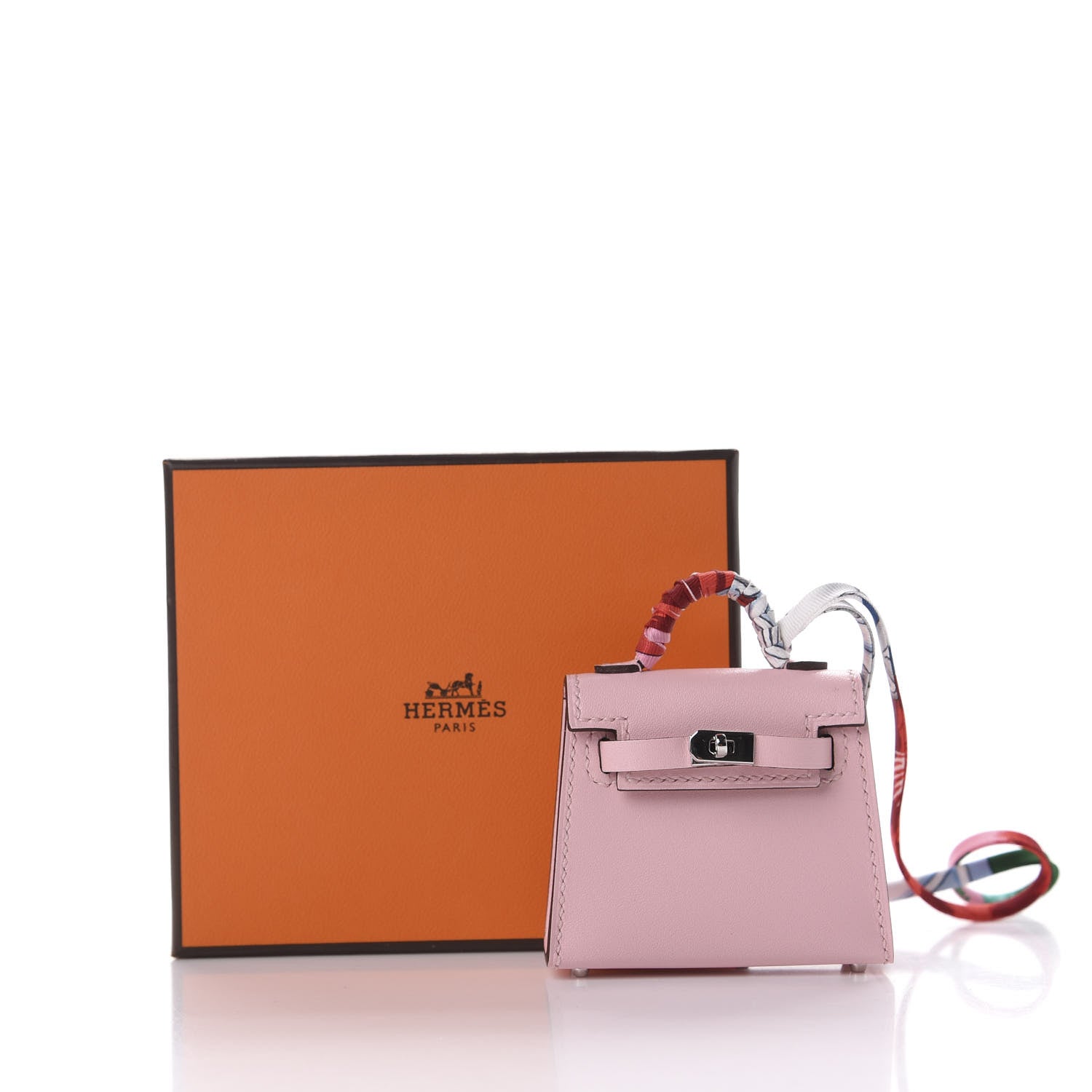Hermes Tadelakt Mini Kelly Twilly Bag Charm Rose Sakura 11 of 11