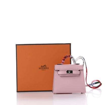 Hermes Tadelakt Mini Kelly Twilly Bag Charm Rose Sakura 11 of 11