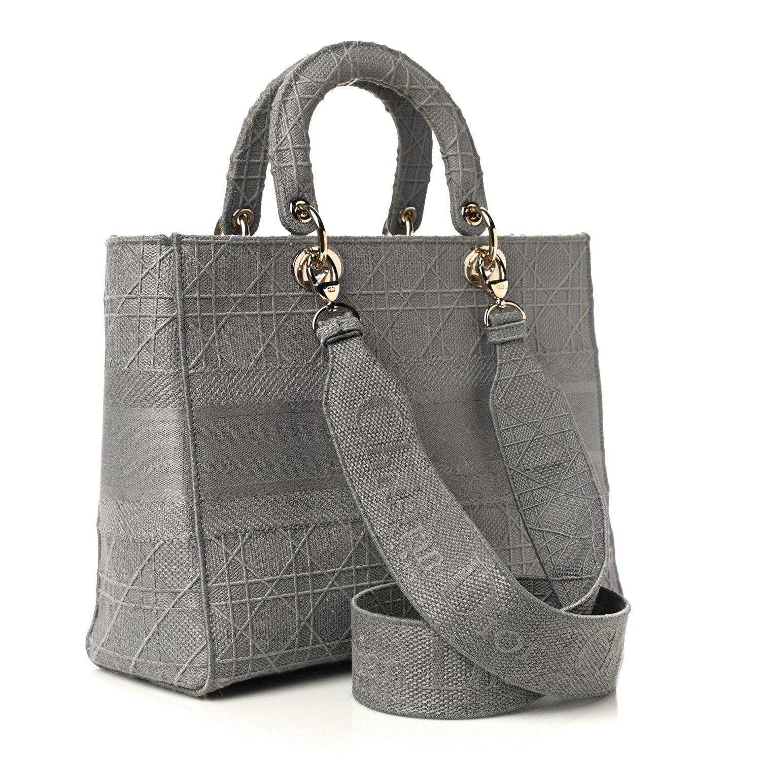 Christian Dior Canvas Embroidered Cannage Lady D-Lite Gray 3 of 10