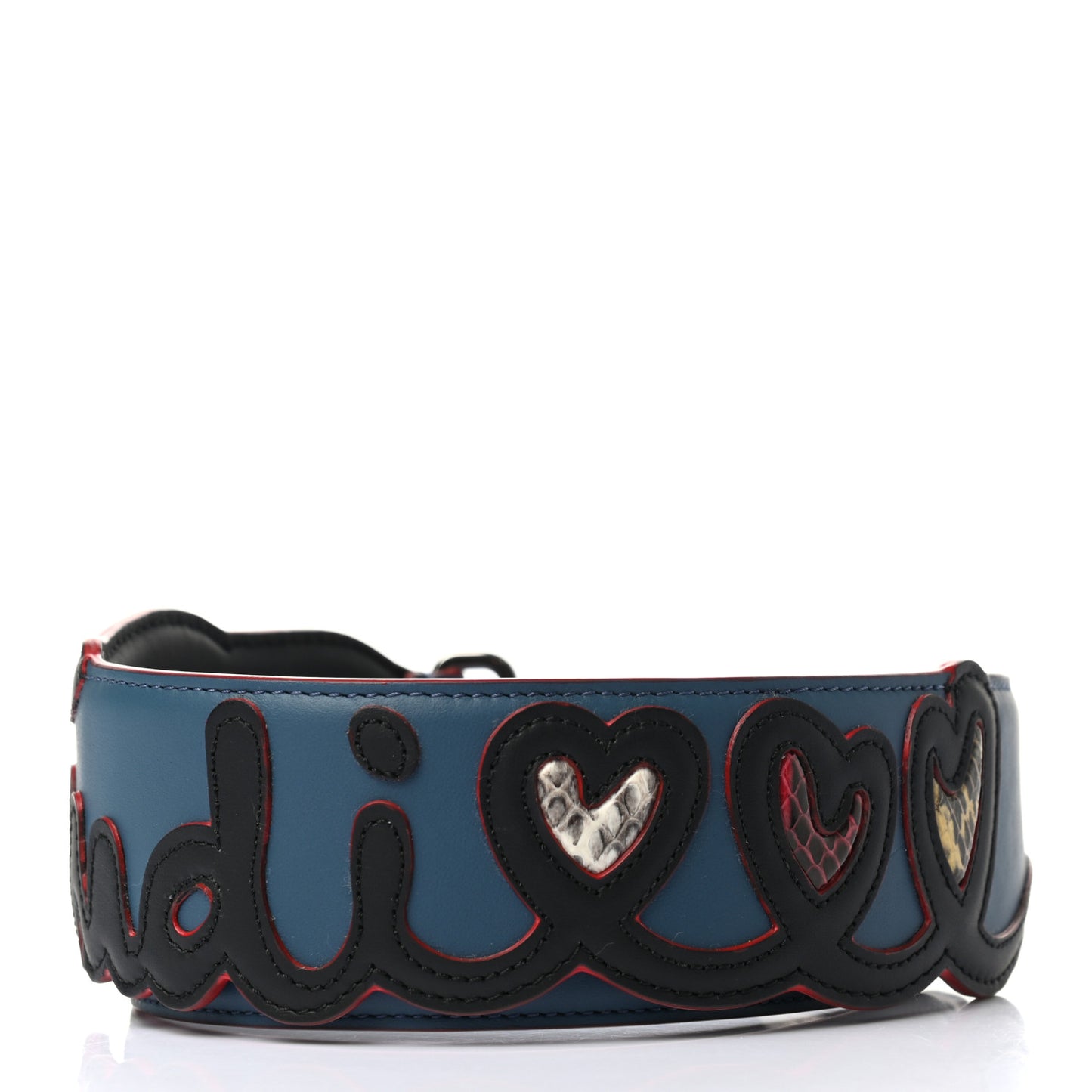 Vitello Century Elaphe Open Your Heart Bi-Color Strap You Balena Black