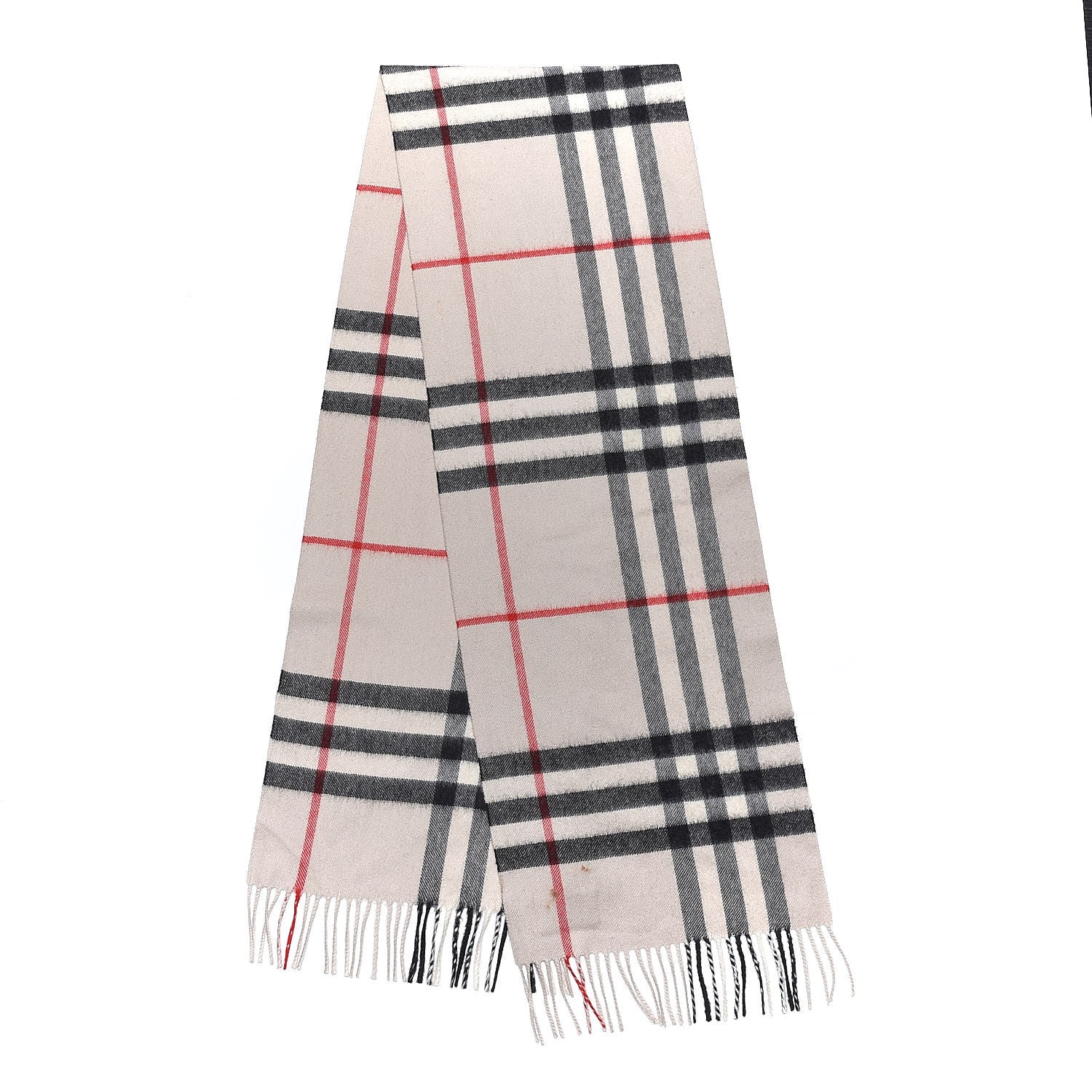 Burberry Cashmere Check Fringe Scarf Stone 3 of 6