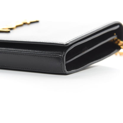 Saint Laurent Grain De Poudre Monogram Chain Wallet Black 11 of 12