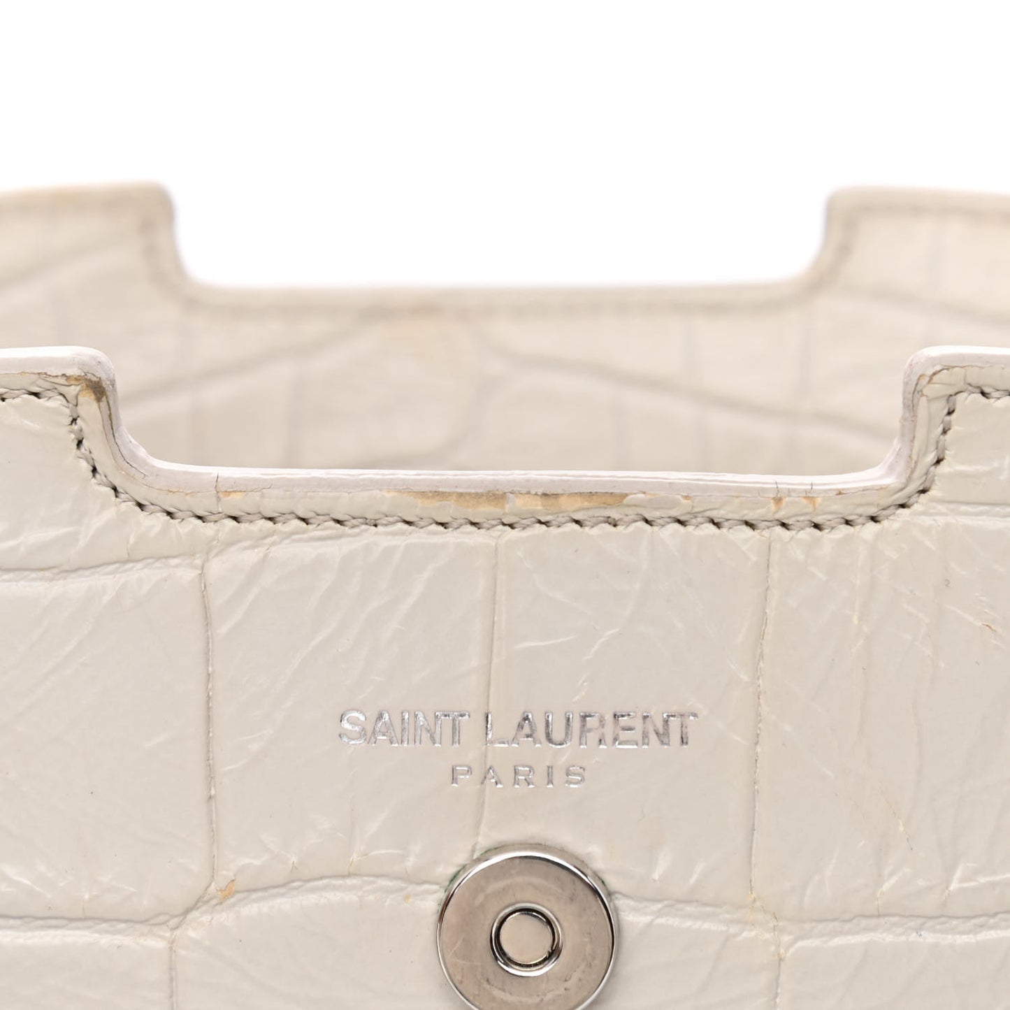 Calfskin Crocodile Embossed Baby Monogram Cabas Gris Perle