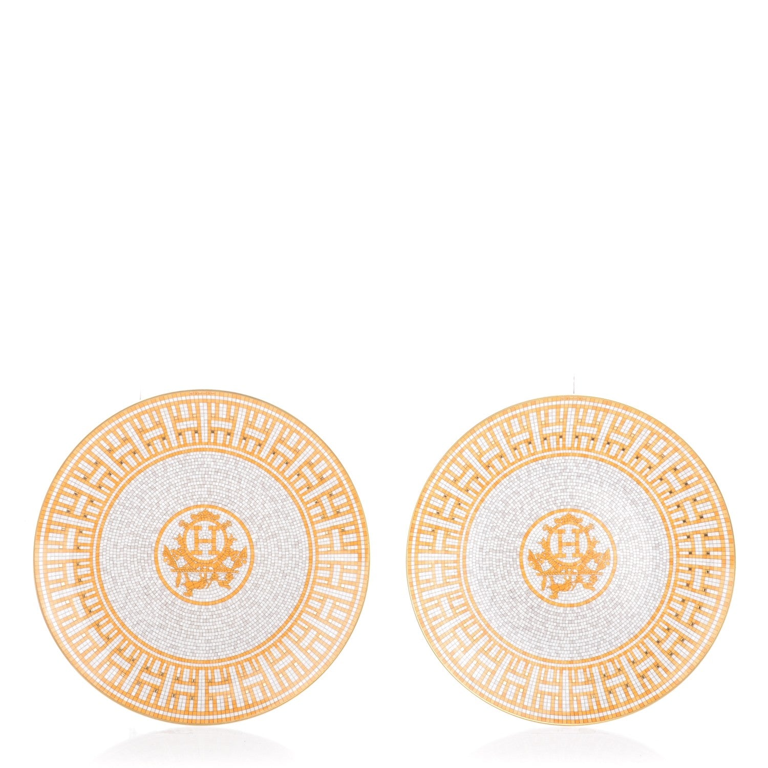 Hermes Porcelain Mosaique au 24 Dessert Plate Set of 2 1 of 5
