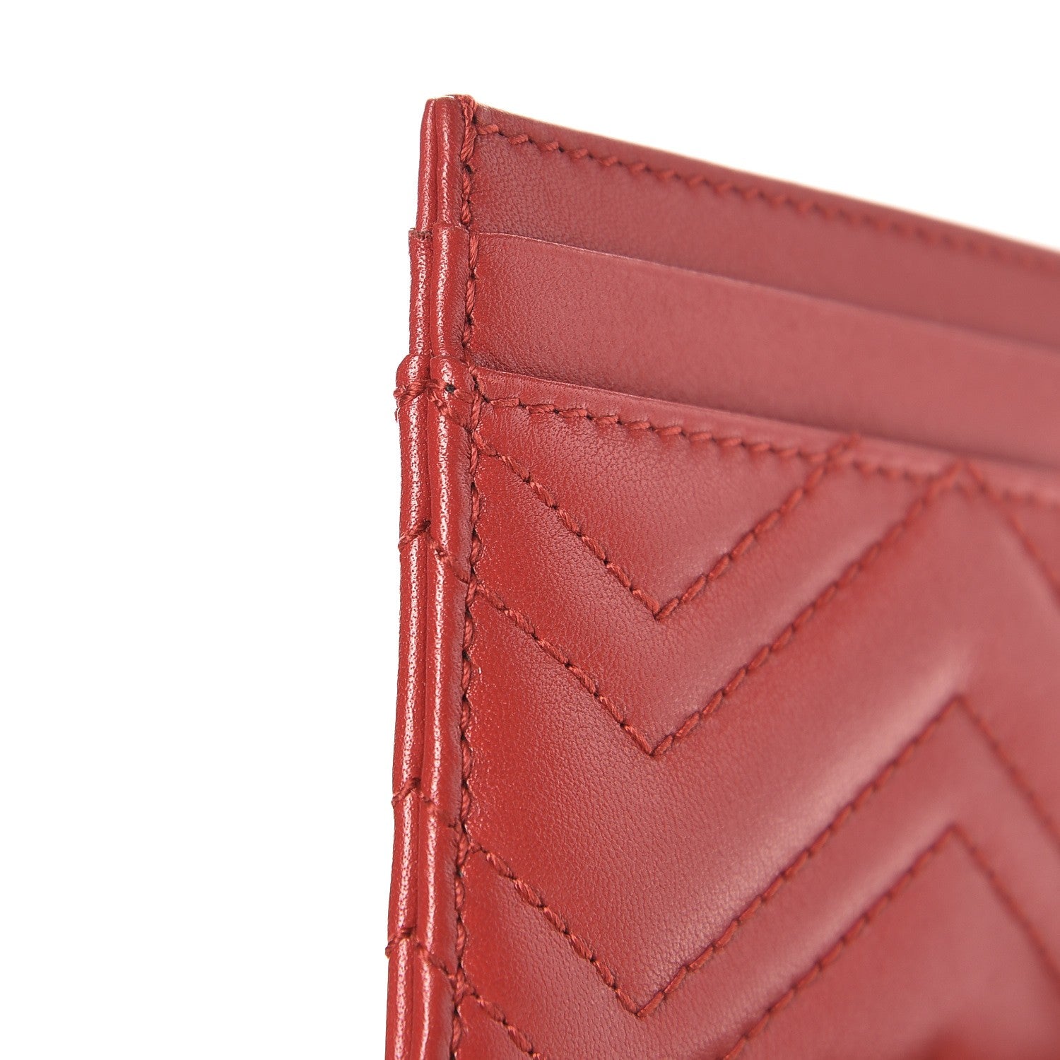Gucci Calfskin Matelasse GG Marmont Card Holder Hibiscus Red 8 of 8