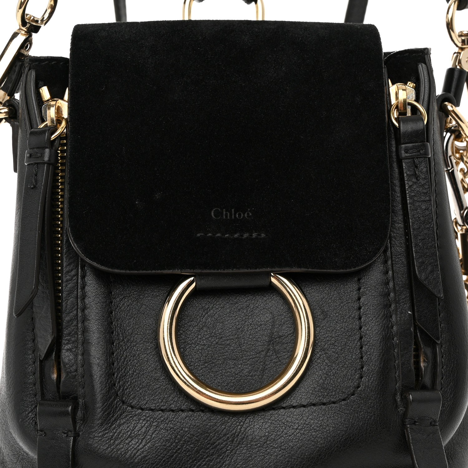 Chloe Suede Calfskin Mini Faye Backpack Black 7 of 11