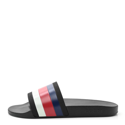 Gucci Rubber Web Mens Pool Slide Sandals 13 Black Mystic White Hibiscus Red Marine 1 of 7