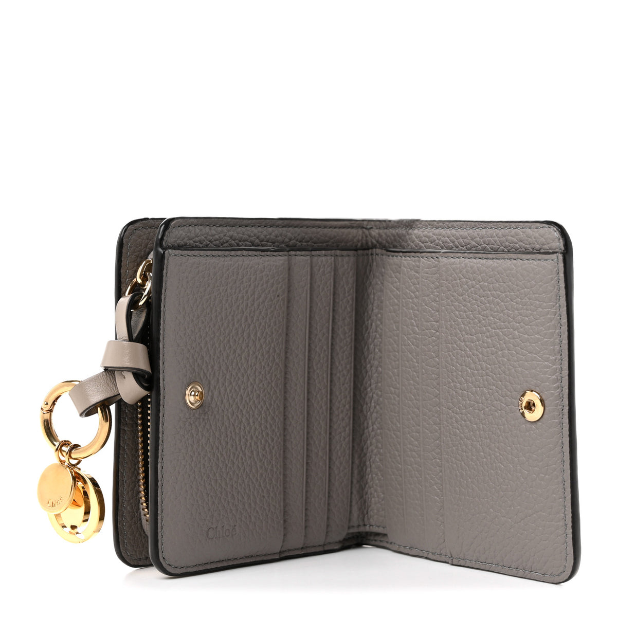 Grained Calfskin Alphabet Compact Wallet Cashmere Grey