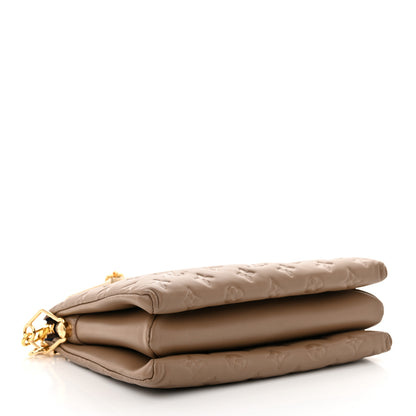 Louis Vuitton Lambskin Embossed Monogram Coussin PM Taupe 4 of 9