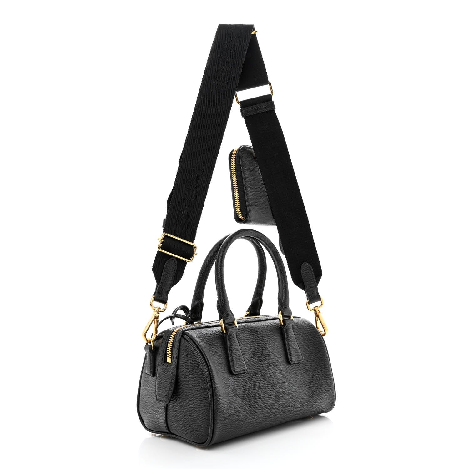 Prada Saffiano Lux Top Handle Crossbody Bag Black 3 of 14