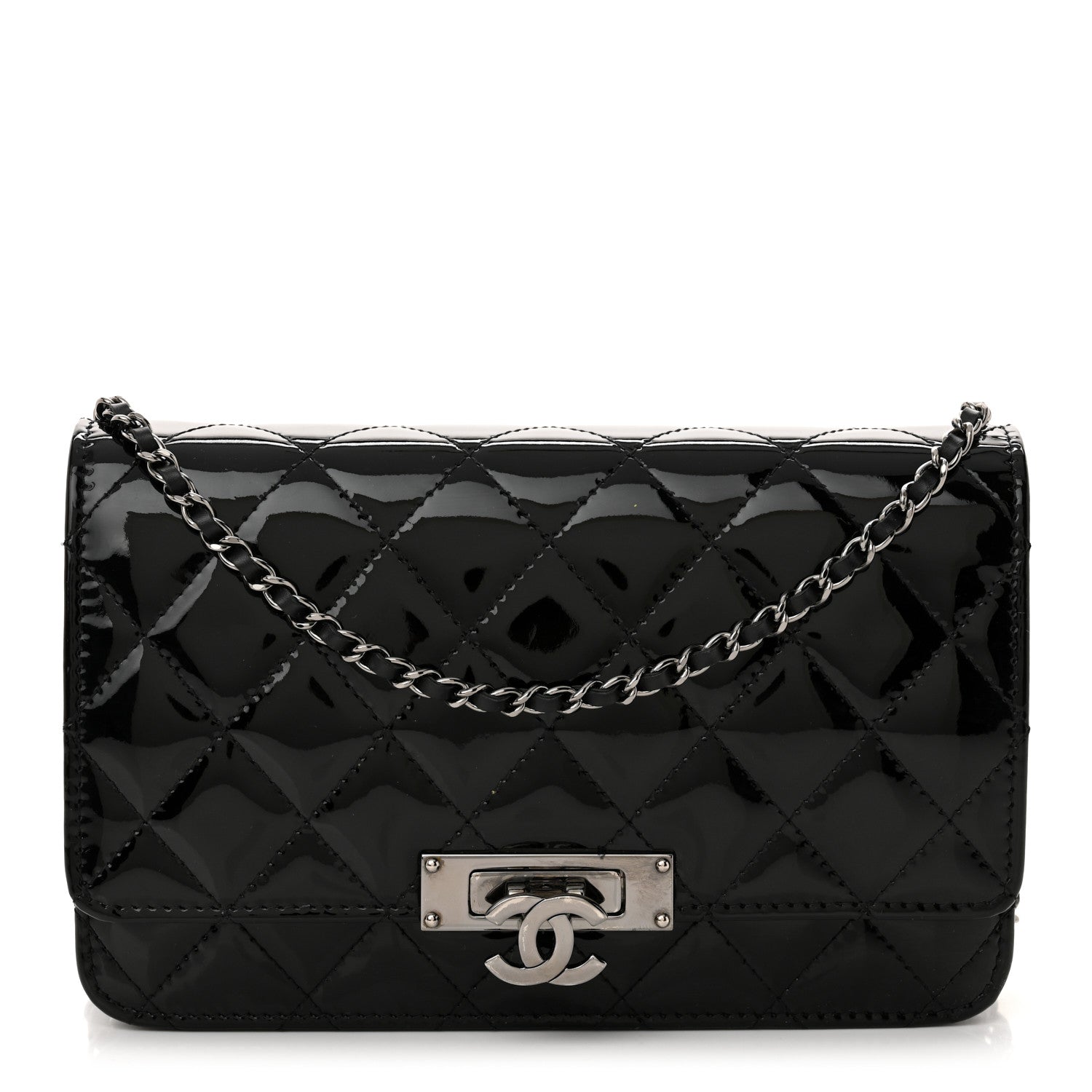Chanel Patent Quilted Golden Class Wallet on Chain WOC Black 1 of 11
