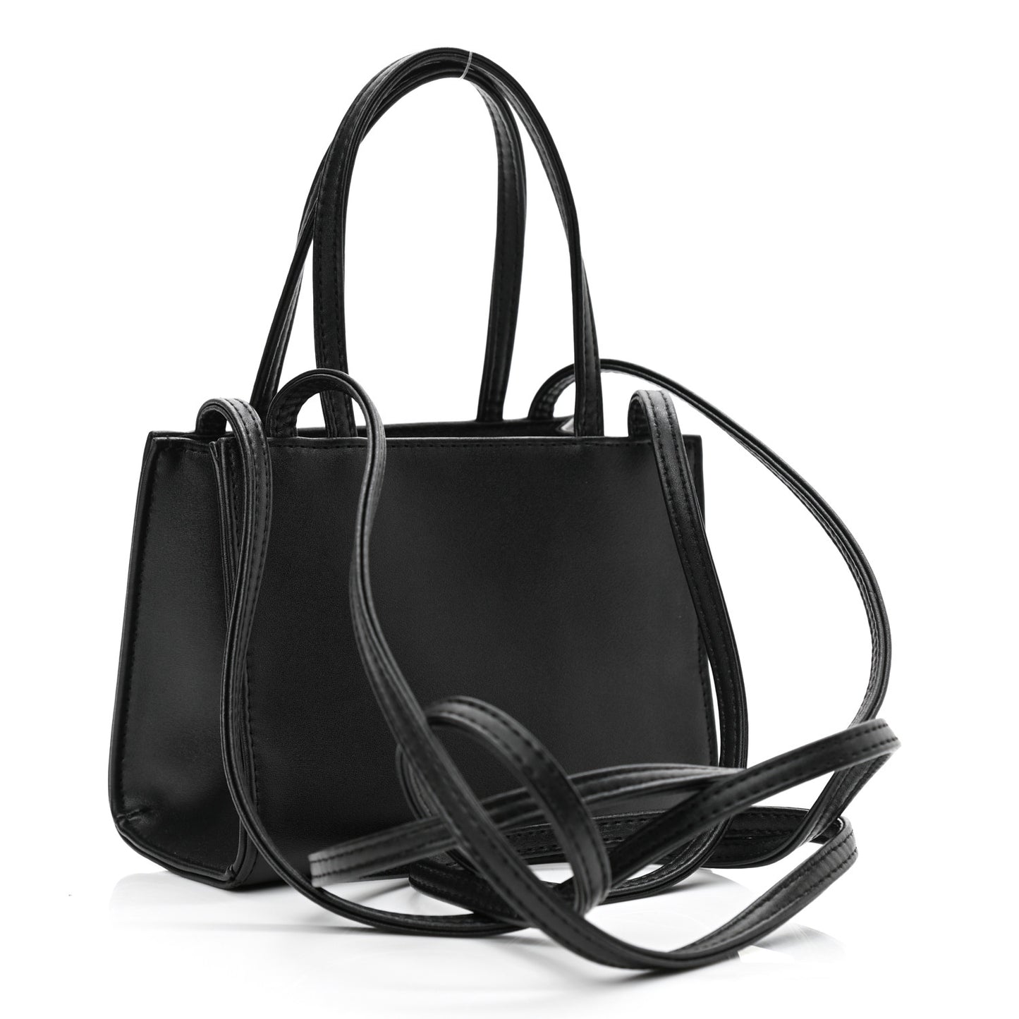 Vegan Leather Small Shopping Bag Black