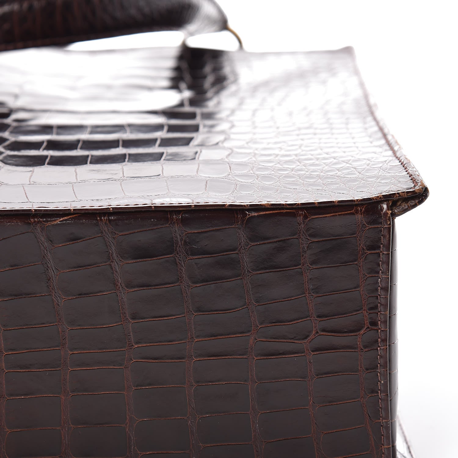 Chanel Shiny Crocodile Top Handle Tote Chocolate 17 of 19