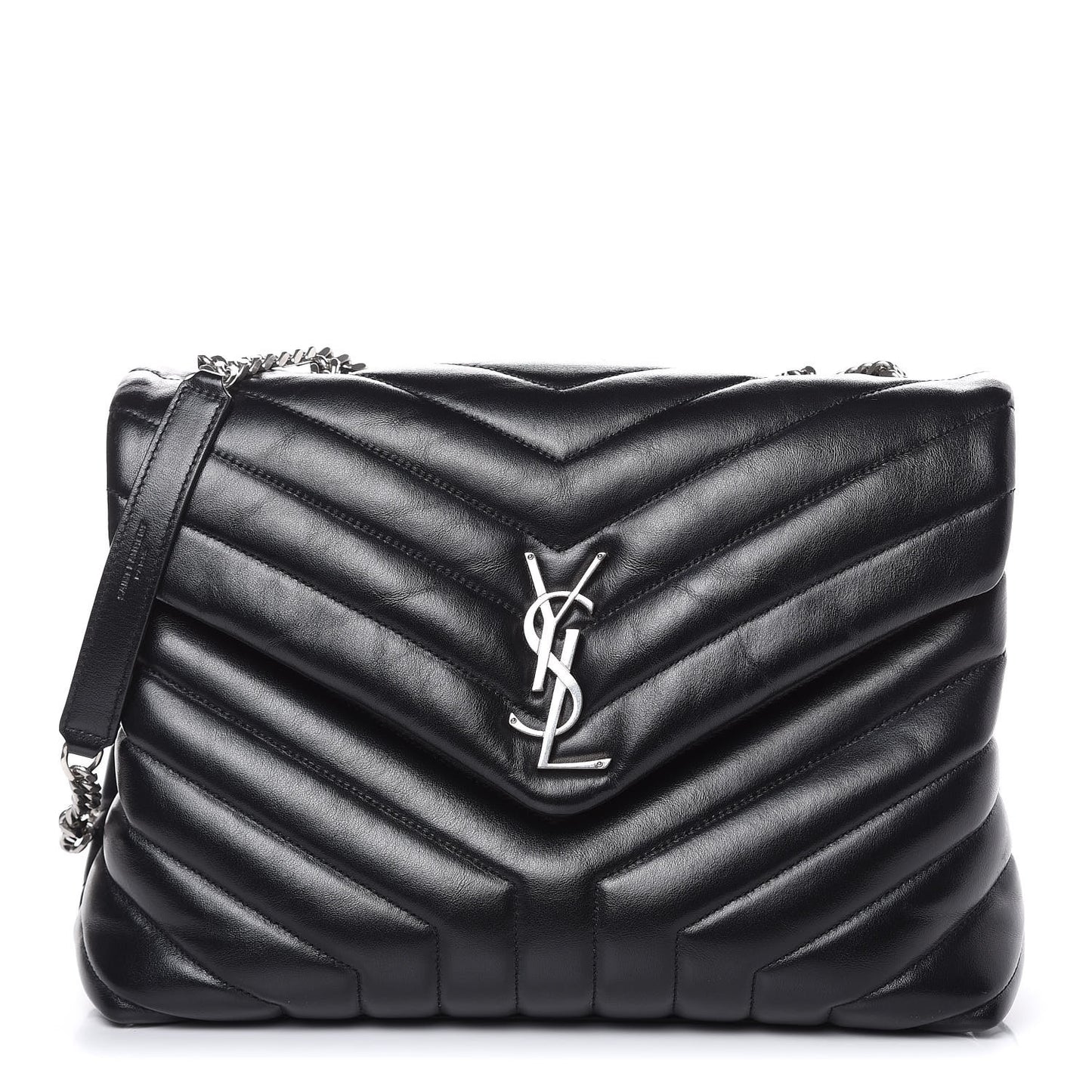 Calfskin Y Quilted Monogram Medium Loulou Chain Satchel Black