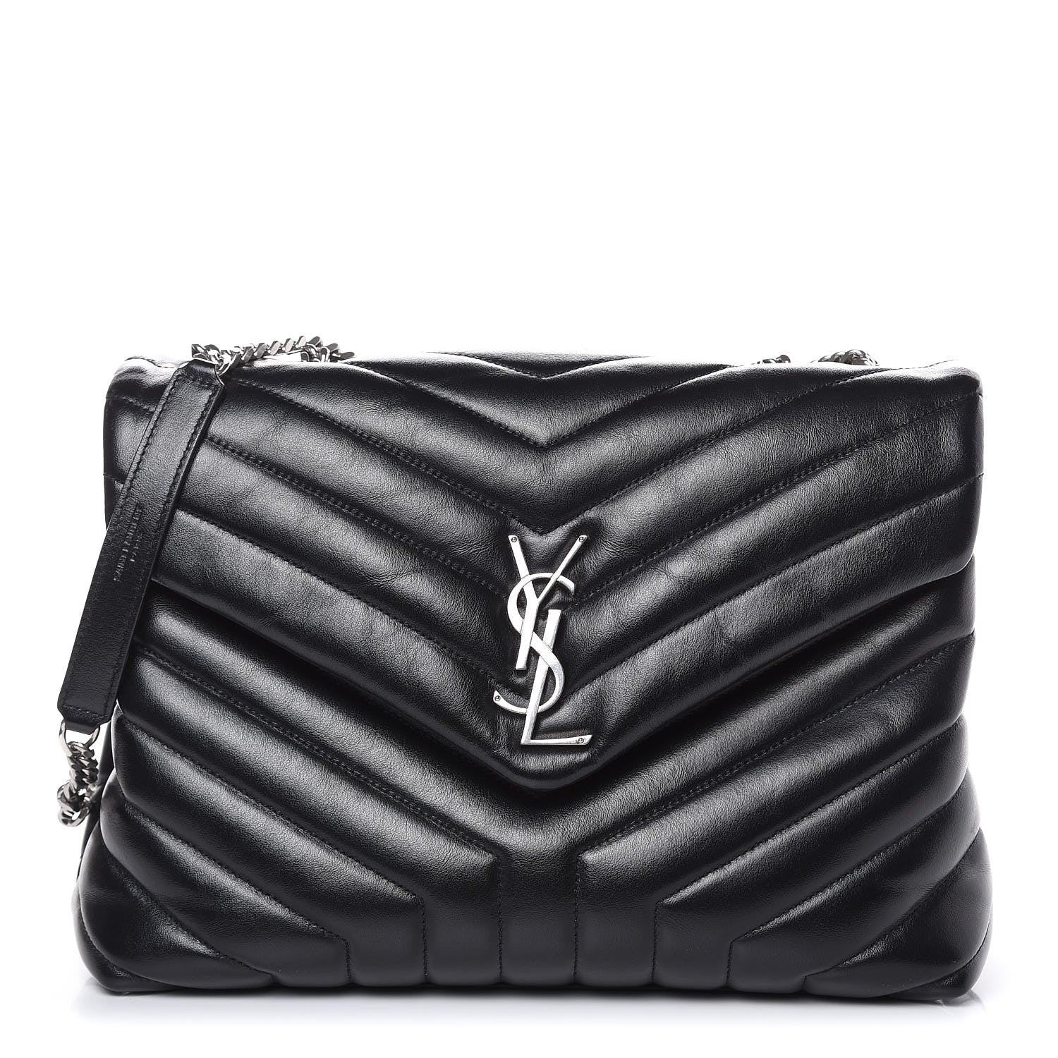 Saint Laurent Calfskin Y Quilted Monogram Medium Loulou Chain Satchel Black 1 of 9