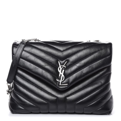 Saint Laurent Calfskin Y Quilted Monogram Medium Loulou Chain Satchel Black 1 of 9