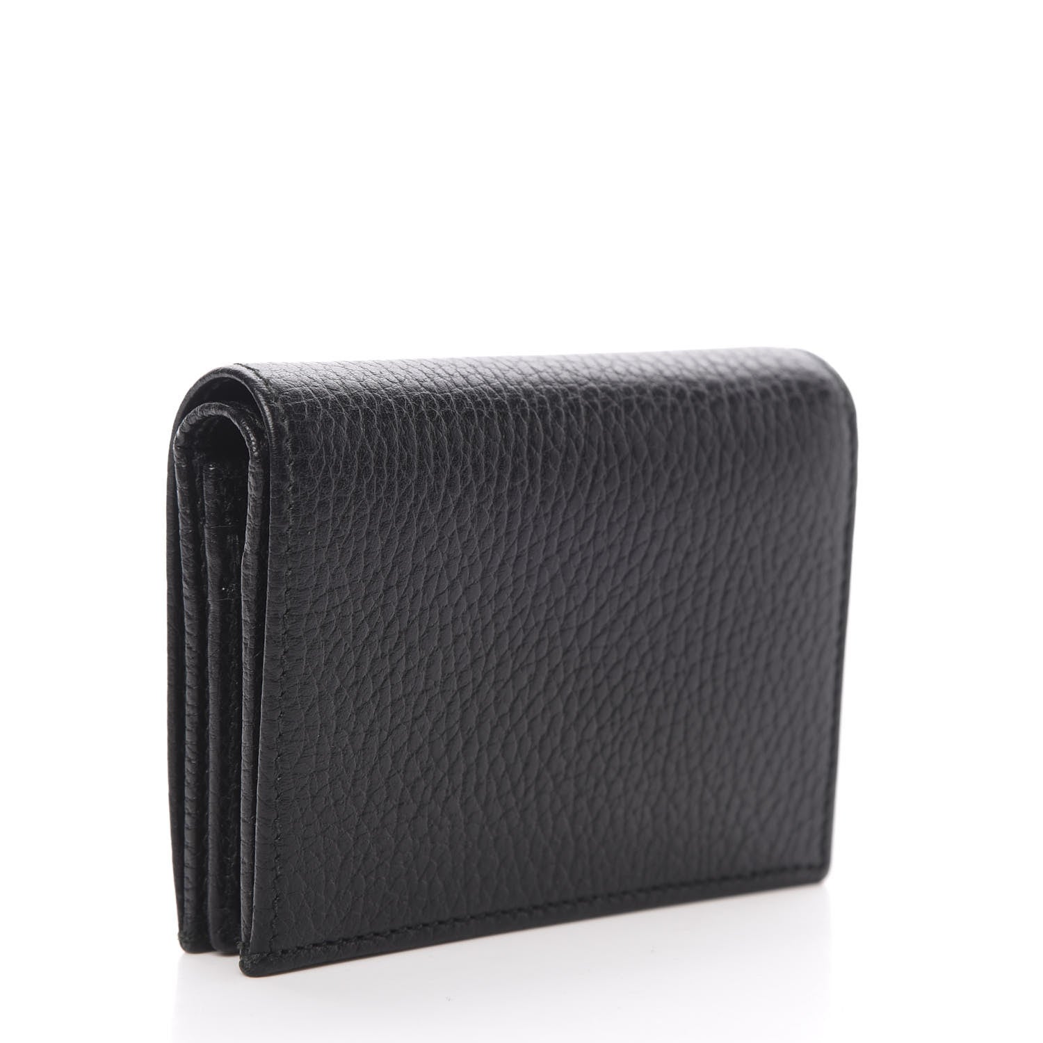 Gucci Pebbled Calfskin GG Marmont Card Case Black 3 of 8