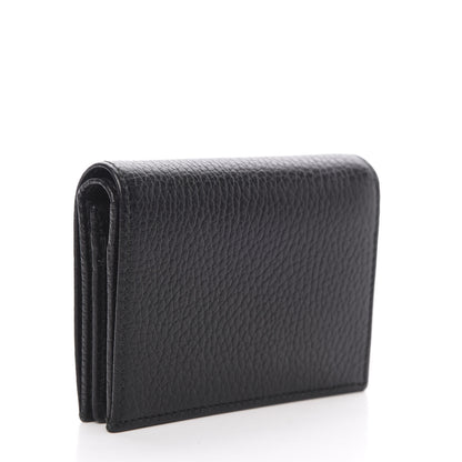 Gucci Pebbled Calfskin GG Marmont Card Case Black 3 of 8