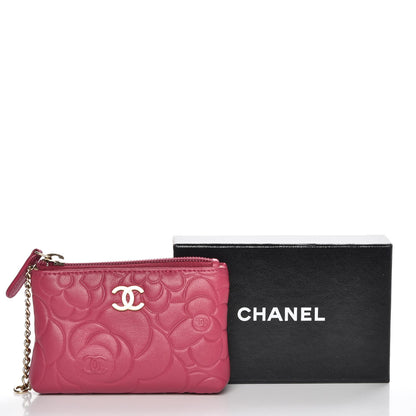 Chanel Lambskin Camellia Embossed Zip Case Fuchsia 8 of 8