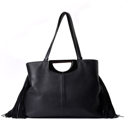 Christian Louboutin Grained Calfskin Passage Fringe Shopping Tote Black 1 of 7