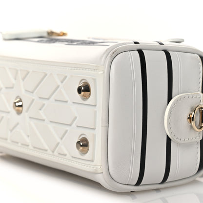 Christian Dior Calfskin Animal Print Micro Dior Vibe Zip Bowling Bag White Multicolor 10 of 12
