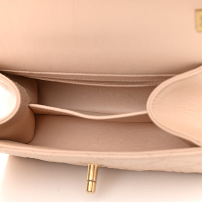 Chanel Crumpled Lambskin Quilted Mini CC Links Top Handle Flap Beige 5 of 9