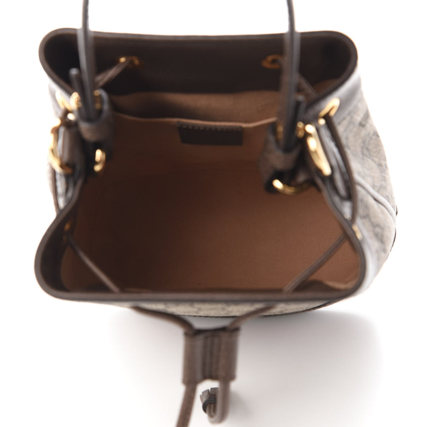 GG Supreme Monogram Web Small Ophidia Bucket Bag Brown