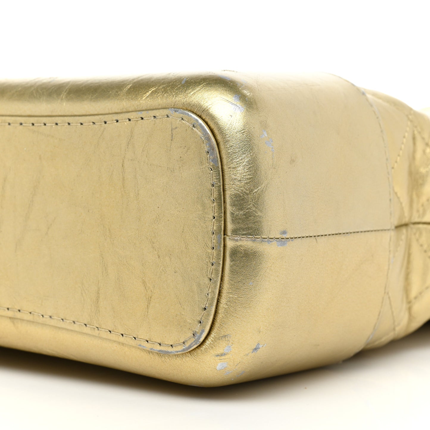 Metallic Lambskin Calfskin Quilted Medium Gabrielle Hobo Gold