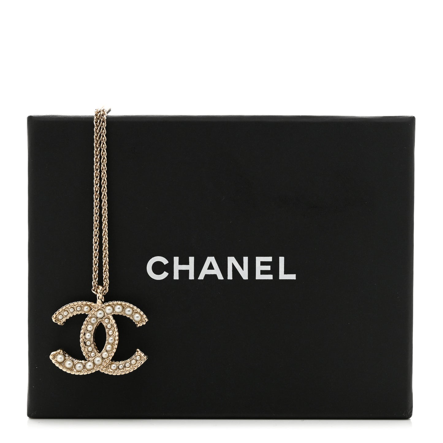 Pearl CC Pendant Necklace Gold